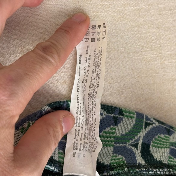 Zara Womens Green Blue Geometric Print Wide Leg Knit Pants High Rise Size M - Picture 9 of 13